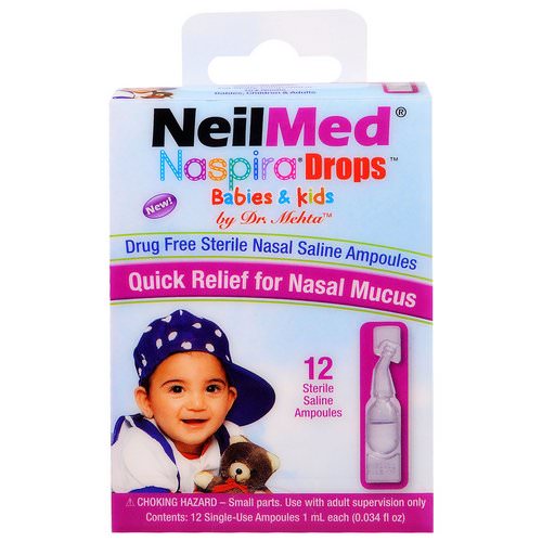 NeilMed, Naspira Drops, Babies & Kids, 12 Sterile Saline Ampoules, 0.034 fl oz (1 ml) Each Review