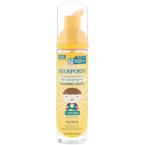 Neosporin, First Aid Antiseptic Foaming Liquid, For Kids, Ages 2 and Up, 2.3 fl oz (68 ml) Review