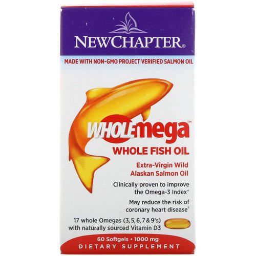 New Chapter, Wholemega, Extra-Virgin Wild Alaskan Salmon, Whole Fish Oil, 1,000 mg, 60 Softgels Review