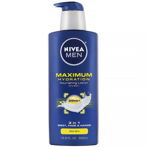 Nivea, Men, Maximum Hydration, 3-in-1 Nourishing Lotion, Aloe Vera, 16.9 fl oz (500 ml) Review