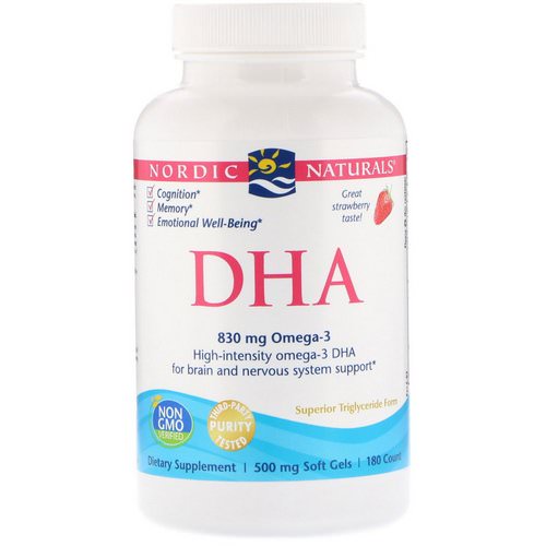 Nordic Naturals, DHA, Strawberry, 500 mg, 180 Soft Gels Review