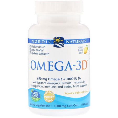 Nordic Naturals, Omega-3 Fish Oil, D3 Cholecalciferol