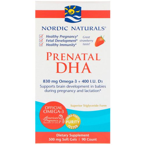 Nordic Naturals, Prenatal DHA, Strawberry, 500 mg, 90 Soft Gels Review
