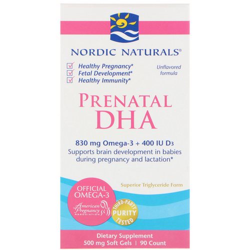 Nordic Naturals, Prenatal DHA, Unflavored Formula, 500 mg, 90 Soft Gels Review