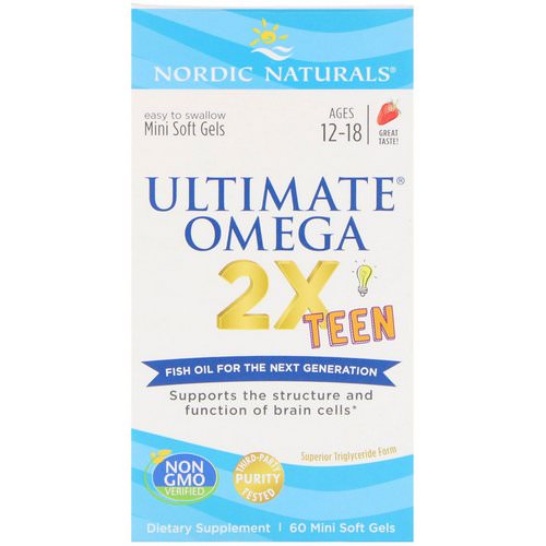 Nordic Naturals, Ultimate Omega 2X Teen, Strawberry, 60 Mini Soft Gels Review