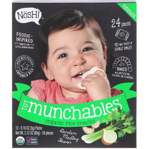 NosH! Tot Munchables, Organic Rice Snacks, Garden Medley Flavor, 12 Packs, 0.18 oz (5 g) Each Review