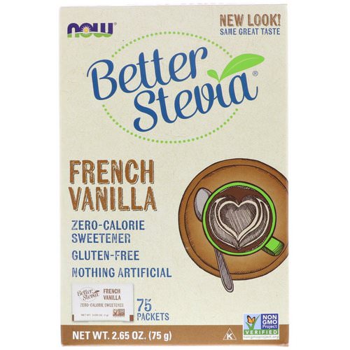Now Foods, BetterStevia, Zero Calorie Sweetener, French Vanilla, 75 Packets, (1 g) Each Review