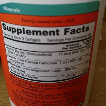 Now Foods, Calcium & Magnesium, with Vitamin D-3 and Zinc, 240 Softgels Review