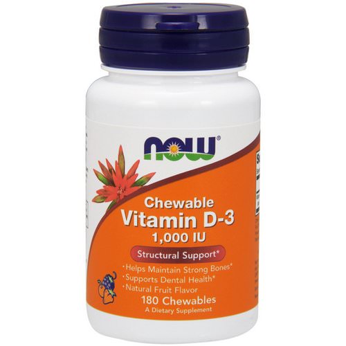 Now Foods, Chewable Vitamin D-3, Natural Fruit Flavor, 1,000 IU, 180 Chewables Review
