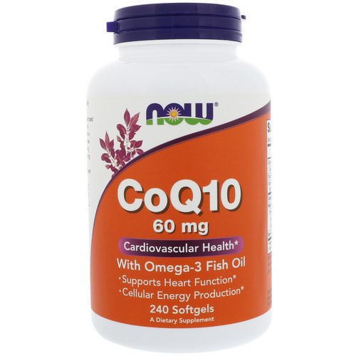 Now Foods, CoQ10 with Omega-3 Fish Oil, 60 mg, 240 Softgels Review