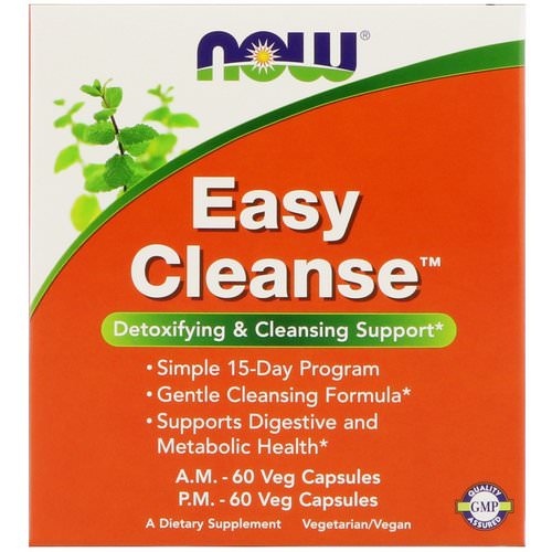 Now Foods, Easy Cleanse, 2 Bottles, 60 Veg Capsules Each Review