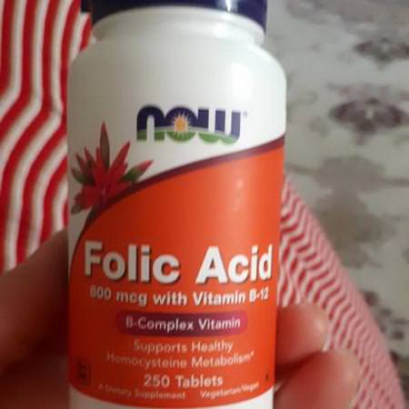 Now Foods, Folic Acid with Vitamin B-12, 800 mcg, 250 Tablets Review
