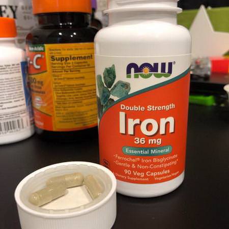 Now Foods, Iron, Double Strength, 36 mg, 90 Veg Capsules Review