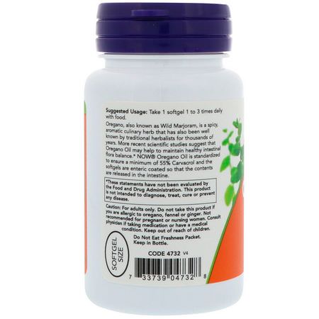 Now Foods, Oregano Oil Supplements, Cold, Cough, Flu