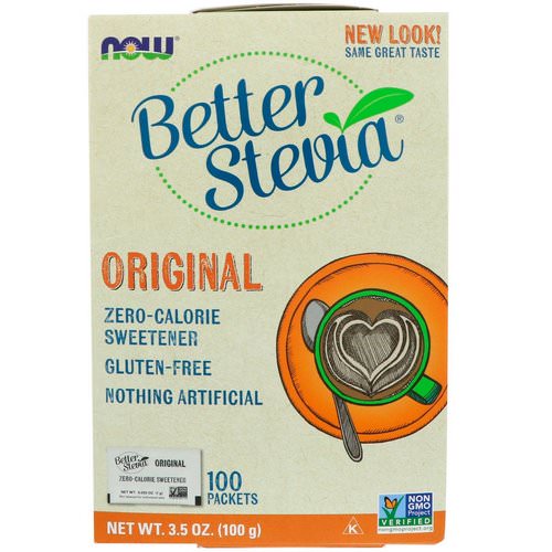 Now Foods, Organic Better Stevia, Zero-Calorie Sweetener, Original, 100 Packets, 3.5 oz (100 g) Review