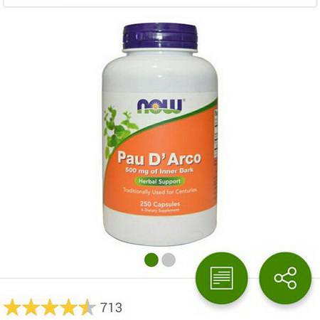 Herbs Homeopathy Pau D'Arco Gmp Quality Assured Now Foods