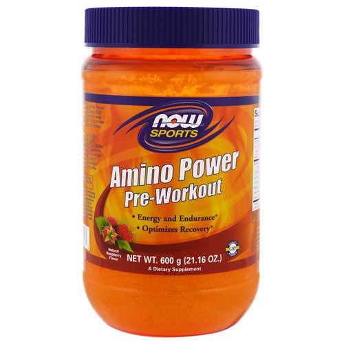 Now Foods, Sports, Amino Power Pre-Workout, Natural Raspberry Flavor, 1.3 lbs (600 g) Review