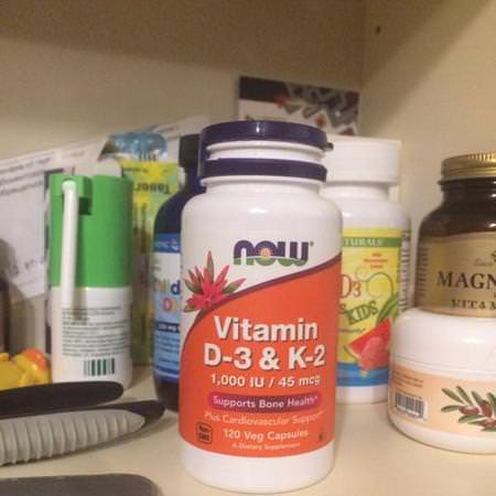 Now Foods, Vitamin D-3 & K-2, 1,000 IU / 45 mcg, 120 Veg Capsules Review