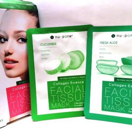Nu-Pore, Collagen Essence Face Mask Set, Aloe & Cucumber, 2 Single-Use Masks, 0.85 fl oz (25 g) Each Review