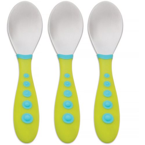 NIP New Gerber Graduates Kiddy Cutlery Toddler Spoons in Blue 3 Count 