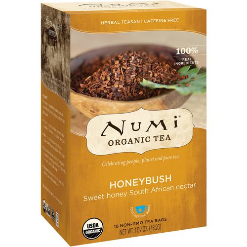 Numi Tea, Organic Tea, Herbal Teasan, Honeybush, Caffeine Free, 18 Tea Bags, 1.52 oz (43.2 g) Review