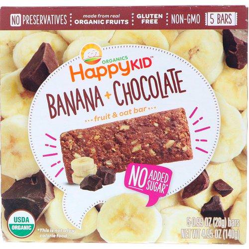 Happy Family Organics, Happy Kid, Banana + Chocolate, Fruit & Oat Bar, 5 Bars, 0.99 oz (28 g) Each Review
