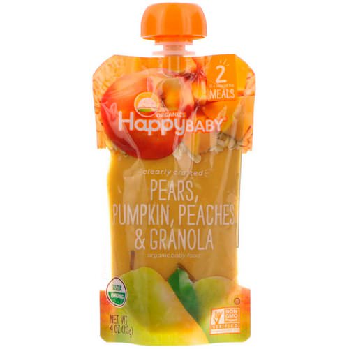 Happy Family Organics, Organic Baby Food, Stage 2, Clearly Crafted 6+ Months, Pears, Pumpkin, Peaches & Granola, 4 oz (113 g) Review