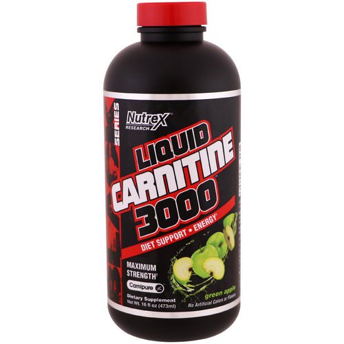 Nutrex Research, Liquid Carnitine 3000, Green Apple, 16 fl oz (473 ml) Review