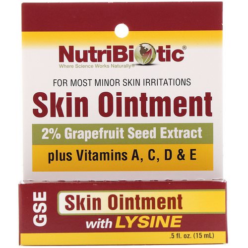 NutriBiotic, Skin Ointment, 2% Grapefruit Seed Extract with Lysine, .5 fl oz (15 ml) Review