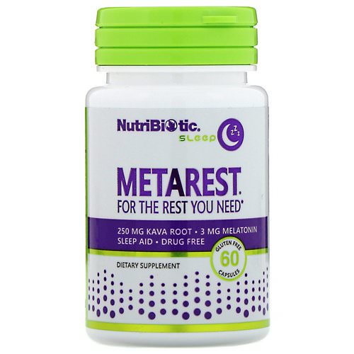 NutriBiotic, Sleep, MetaRest, Melatonin and Kava Root, 3 mg / 250 mg, 60 Capsules Review
