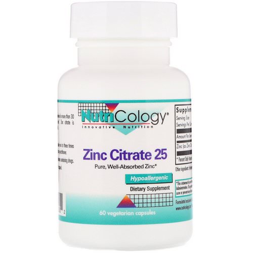 Nutricology, Zinc Citrate 25, 60 Vegetarian Capsules Review