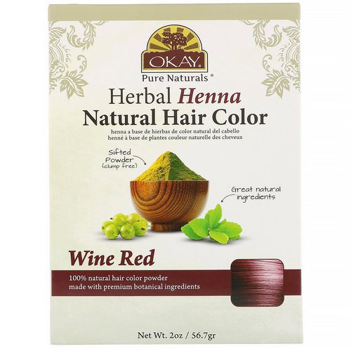 Okay, Herbal Henna Natural Hair Color, Wine Red, 2 oz (56.7 g) Review