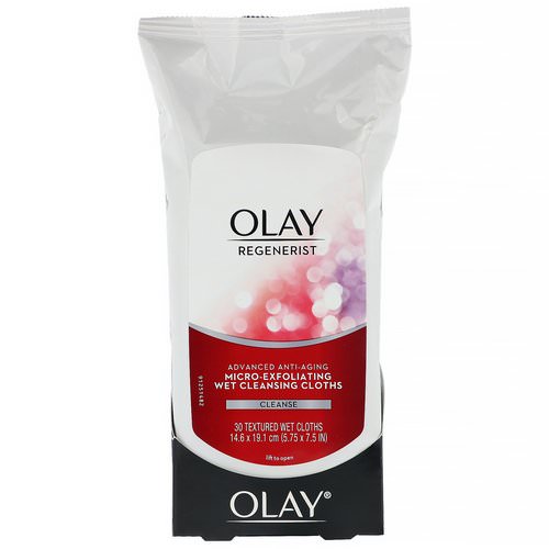 Olay, Regenerist, Advanced Anti-Aging, Micro-Exfoliating Wet Cleansing Cloths, 30 Textured Wet Cloths Review