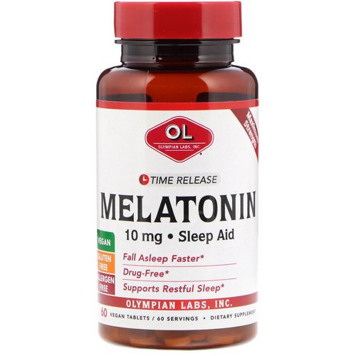 Olympian Labs, Melatonin, Time Release, 10 mg, 60 Vegan Tablets Review