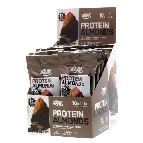 Optimum Nutrition, Protein Almonds, Chocolate Espresso, 12 Packets, 1.5 oz (43 g) Each Review