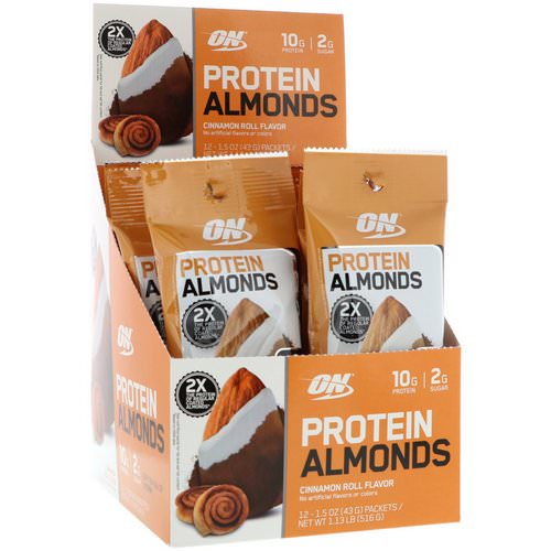 Optimum Nutrition, Protein Almonds, Cinnamon Roll, 12 Packets, 1.5 oz (43 g) Each Review