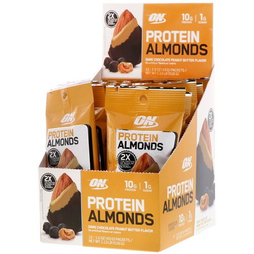 Optimum Nutrition, Protein Almonds, Dark Chocolate Peanut Butter, 12 Packets, 1.5 oz (43 g) Each Review