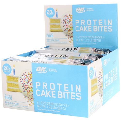 Optimum Nutrition, Protein Cake Bites, Birthday Cake, 9 Bars, 2.22 oz (63 g) Each Review
