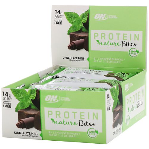 Optimum Nutrition, Protein Nature Bites, Chocolate Mint, 9 Packs, 1.97 oz (56 g) Each Review