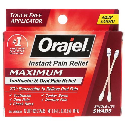 Orajel, Maximum Strength Toothache & Oral Pain Relief, 12 Swabs, 0.06 fl oz (1.8 ml) Review