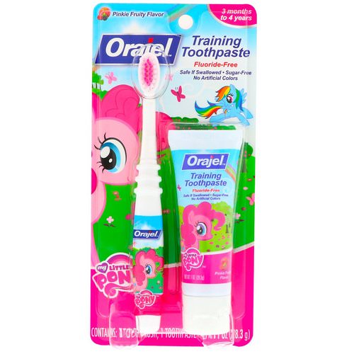 Orajel, My Little Pony Training Toothpaste with Toothbrush, Flouride Free, Pinkie Fruity Flavor, 3 Months to 4 Years, 1 oz (28.3 g) Review