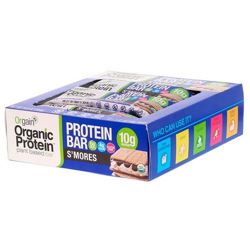 Orgain, Organic Plant-Based Protein Bar, S'mores, 12 Bars, 1.41 oz (40 g) Each Review