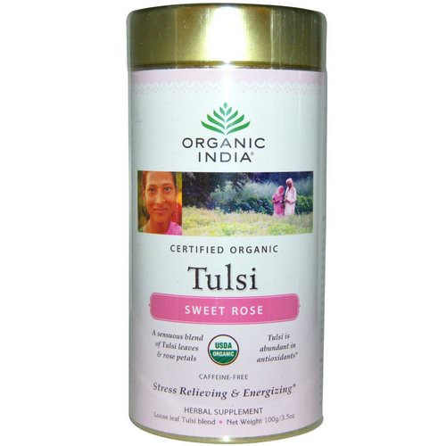 Organic India, Tulsi Loose Leaf Blend Tea, Sweet Rose, Caffeine-Free, 3.5 oz (100 g) Review