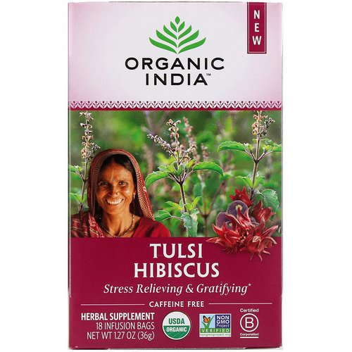 Organic India, Tulsi Tea, Hibiscus, Caffeine-Free, 18 Infusion Bags, 1.27 oz (36 g) Review