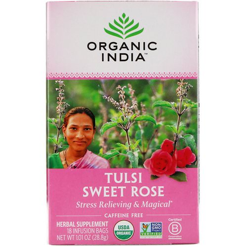 Organic India, Tulsi Tea, Sweet Rose, Caffeine Free, 18 Infusion Bags, 1.01 oz (28.8 g) Review