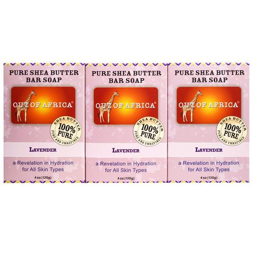 Out of Africa, Pure Shea Butter Bar Soap, Lavender, 3 Pack, 4 oz (120 g) Each Review
