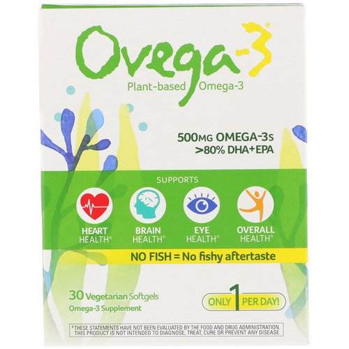 Ovega-3, Omega-3s DHA + EPA, 500 mg, 30 Veggie Softgels Review