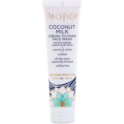 Pacifica, Coconut Milk, Cream to Foam Face Wash, 1.4 fl oz (40 ml) Review