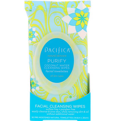 Pacifica, Purify Facial Cleansing Wipes, All Skin Types, 30 Pre-Moistened Natural Towelettes Review