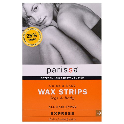Parissa, Natural Hair Removal System, Wax Strips, Legs & Body, 16 (8 Two-Sided) Strips Review